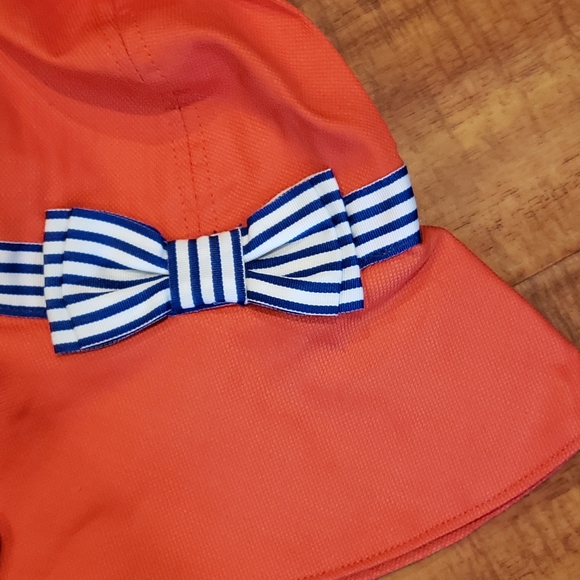 Janie and Jack NWT 12-18 months blue/white/orange romper, matching sunhat - Picture 7 of 8